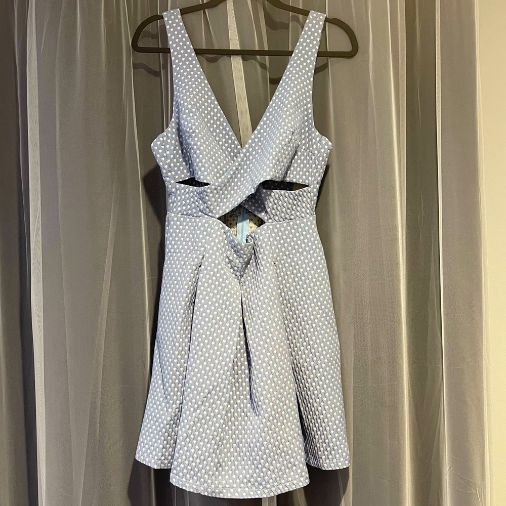 ZARA - Cross back mini dress in jacquard heart print. New w Tag.